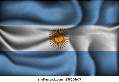 crumpled flag of Argentina on a light background