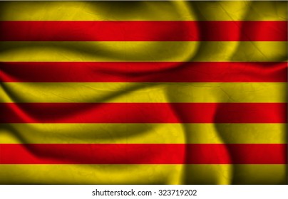 crumpled flag of catalonia  on a light background