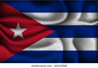 crumpled flag of Cuba a light background.