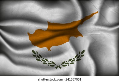 crumpled flag of Cyprus on a light background.