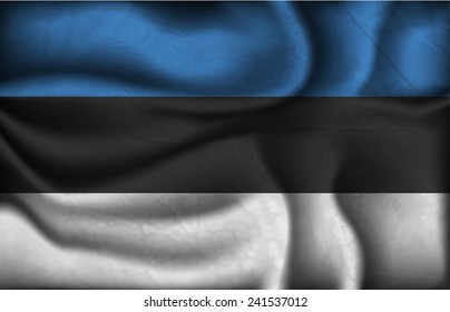 crumpled flag of Estonia a light background.