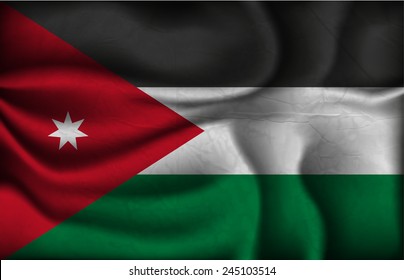 crumpled flag of Jordan on a light background.
