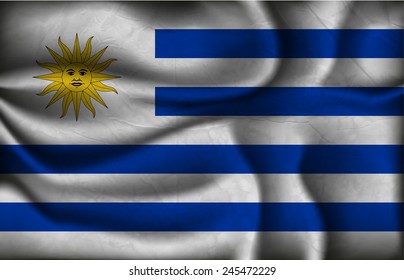 crumpled flag of Uruguay on a light background.