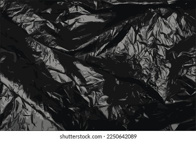 Crumpled Garbage Bag Texture Background, Wrinkled Trash Package Pattern, Used Plastic Bin Bags Mockup