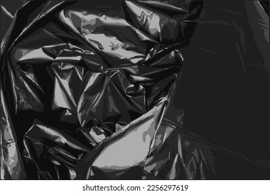 Crumpled Garbage Bag Texture Background, Wrinkled Trash Package Pattern, Used Plastic Bin Bags Mockup