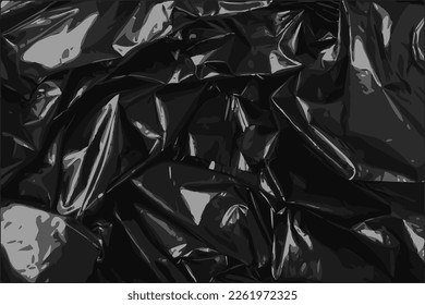 Crumpled Garbage Bag Texture Background, Wrinkled Trash Package Pattern, Used Plastic Bin Bags Mockup