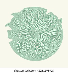 crumpled green color abstract sphere wavy checkered design