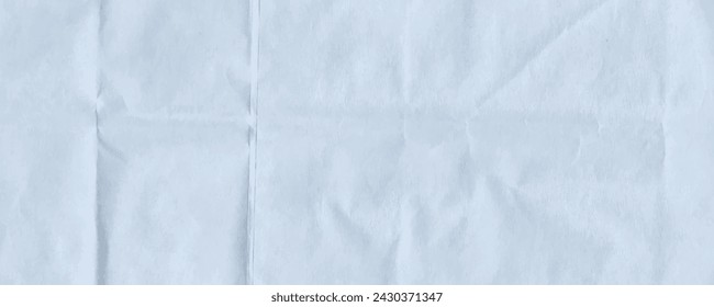 Crumpled grey paper texture. Abstract light blue background with wrinkled cardboard texture. Vector illustration of a realistic origami page card folded and then unfolded sheet of paper