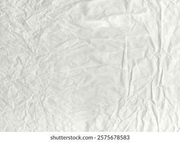 Crumpled grey paper texture. Abstract light background with wrinkled cardboard texture. Vector illustration horizontal fold crumpled empty white paper template for posters and banners