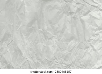 Crumpled grey paper texture. Abstract light background with wrinkled cardboard texture. Vector illustration horizontal fold crumpled empty white paper template for posters and banners.