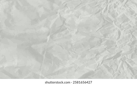 Crumpled grey paper texture. Abstract light background with wrinkled cardboard texture. Vector illustration horizontal fold crumpled empty white paper template for posters and banners.