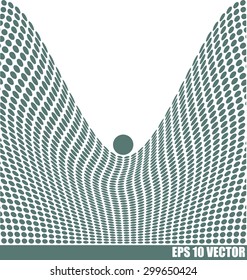 Crumpled grid of circles. Vector illustration, background texture.