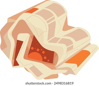 Crumpled newspaper cartoon icon. Paper waste trash isolated on white background