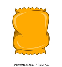Crumpled packaging icon in cartoon style isolated on white background. Production and packaging symbol