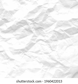 Crumpled paper abstract background texture. Texture of white crumpled paper background. Vector stock illustration