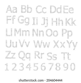 Crumpled paper alphabet set