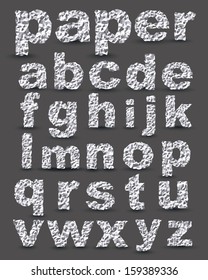 Crumpled paper alphabet vector