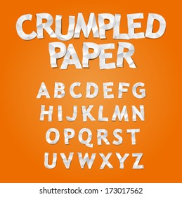 Crumpled Paper Alphabet, Vector