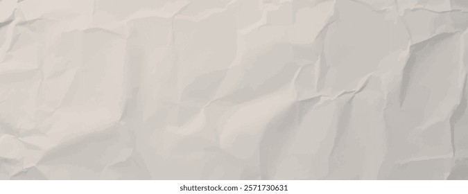 Crumpled paper background with a beige color. The background features a textured, beige surface with a wrinkled, paper-like appearance. Paper texture background vector. Beige background.