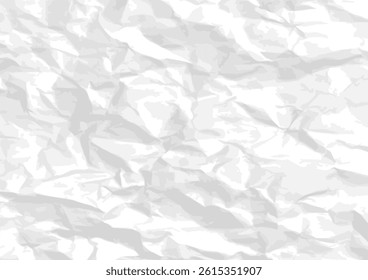 Crumpled paper background. Horizontal, white and clean crumpled paper texture for posters, banners, any designs. Simple white a little wrinkled sheet. Vector illustration