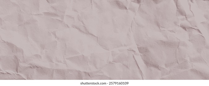 Crumpled paper background with a light pink color. The background has a textured, wrinkled appearance, emphasizing the pink hue. Paper texture background vector. Pink background.