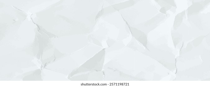 Crumpled paper background with a textured, wrinkled style. The background is light gray, with gray tones adding depth and dimension. Minimal crumple paper texture vector background 