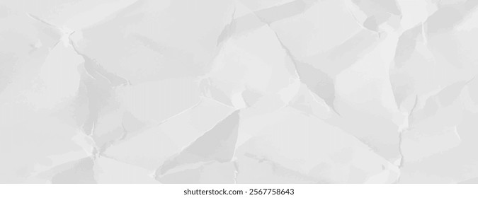 Crumpled paper background with a white color. The background features a textured, white surface with a wrinkled, paper-like appearance. Minimal crumple paper texture vector background 