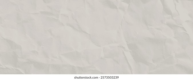 Crumpled paper background with a white background. The texture is wrinkled, adding a rustic feel. White color dominates Paper texture vector. Beige background.