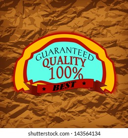 Crumpled paper background.Vector illustration label.Best quality abstract.