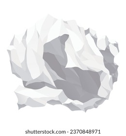 Crumpled paper ball icon. Realistic garbage, bad idea symbol, crushed piece of paper. Throw rumple grunge sheet. Mistake in document. Realistic wrinkled page