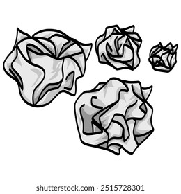 Crumpled Paper Ball Pile Bunch Illustration Vector