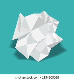 Crumpled paper ball vector illustration.