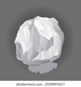 Crumpled paper balls icon. Mistake in document or realistic wrinkled page. Realistic garbage, bad idea symbol. Crushed paper after brainstorming. Vector illustration isolated on gray background