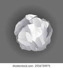 Crumpled paper balls icon. Mistake in document or realistic wrinkled page. Realistic garbage, bad idea symbol. Crushed paper after brainstorming. Vector illustration isolated on gray background