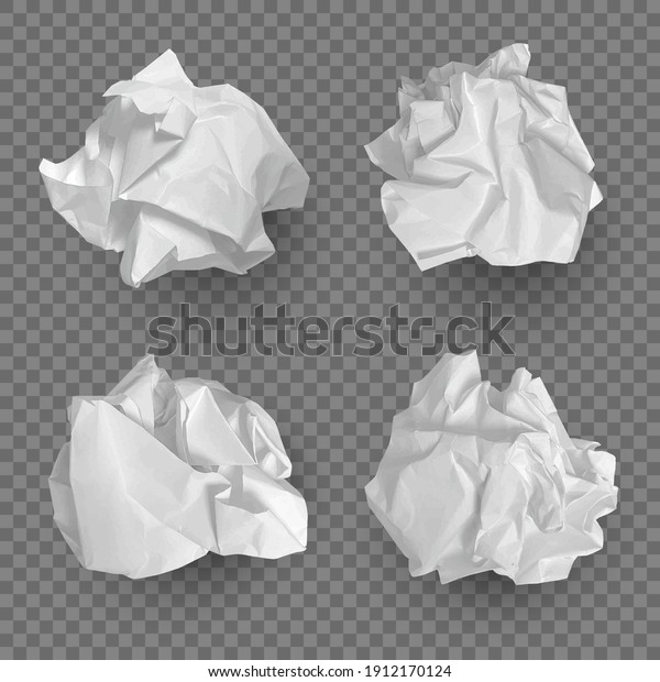 Crumpled paper\
balls. Realistic garbage bad idea symbols crushed piece of papers\
decent vector templates\
collection