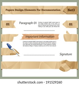 Crumpled Paper Design Elements For Documentation Set3. In the EPS file, each element is grouped separately.