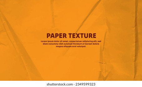 Crumpled paper effect, Creased paper wrinkling effect, vector realistic background. Realistic paper texture for background, EPS texture background