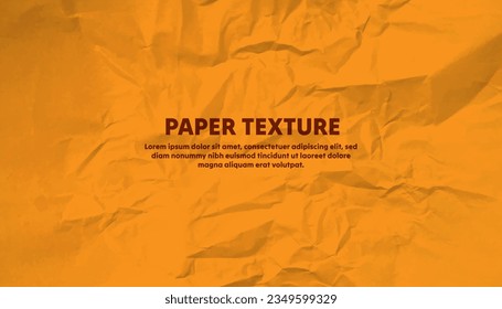 Crumpled paper effect, Creased paper wrinkling effect, vector realistic background. Realistic paper texture for background, EPS texture background