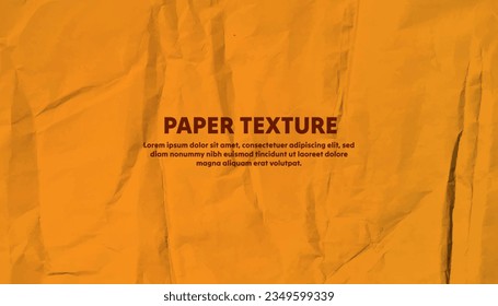 Crumpled paper effect, Creased paper wrinkling effect, vector realistic background. Realistic paper texture for background, EPS texture background