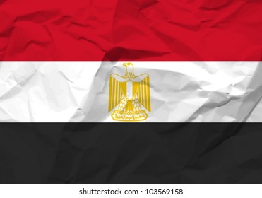 Crumpled paper Egypt flag textured background. Vector illustration.