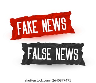 crumpled paper fake false news headline design vector