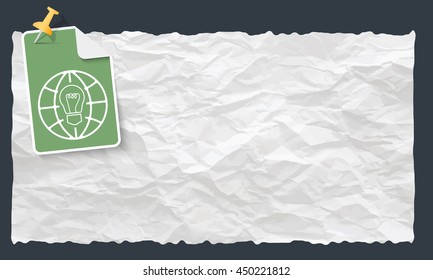 Crumpled paper and globe and bulb