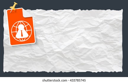 Crumpled paper and globe and manager icon