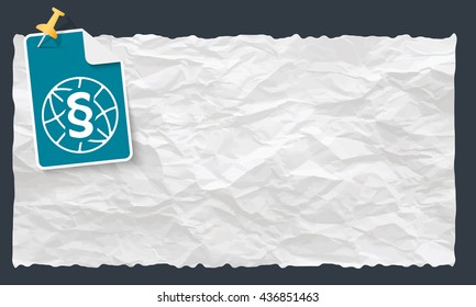 Crumpled paper and globe and paragraph