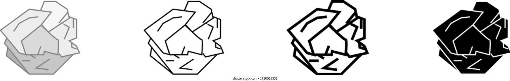 Crumpled Paper Icon , Vector Illustration