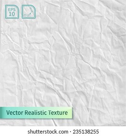 Crumpled paper sheet. Wrapping paper texture. Realistic vector texture for your design.