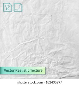 Crumpled paper sheet. Wrapping-paper texture. Realistic vector texture for your design.