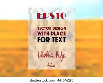 Crumpled paper with space for text on the background of nature.