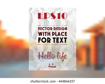Crumpled paper with space for text on the background of nature.