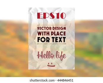 Crumpled paper with space for text on the background of nature.